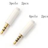Stereo headset wit 2PCS White 2.5mm Plug With Tail 3/4 Pole 2.5 Mm Audio Jack Adaptor Connector For Phone