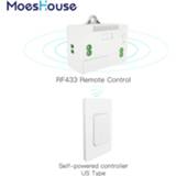 👉 Switch RF433 Wireless No Battery Remote Control Wall Light Self Powered Wiring Needed Panel Transmitter US Type