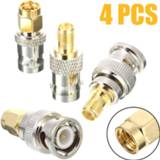 👉 F-connector 4pcs BNC To SMA Connectors Type Male Female RF Connector Adapter Test Converter Kit Set