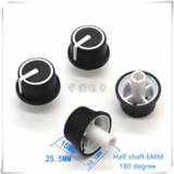 👉 Shaft zwart wit rubber 2 Piece 25*25.5MM black and white half knob potentiometer rotary encoder volume switch suitable for D axis 6MM
