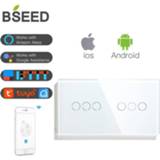 👉 Lichtschakelaar Bseed 6 Gang Wifi Control Double Light Switch Touch Wall 3 Color Crystal Class Panel Fashion Smart