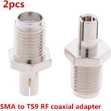 👉 Jack connector zilver 2pcs/lot RF Coaxial Adapter SMA To TS9 Coax Female Male Plug Silver