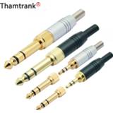 👉 Audio connector 4pcs/lot 3 poles 3.5mm stereo male plug screw-in female jack to pole 6.35mm adapter 2 in 1