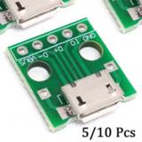 Breadboard 10PCS MICRO USB To DIP Adapter 5pin Female Connector B Type PCB Converter Switch Board SMT Mother Seat