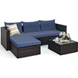 👉 Sofa 5PCS Patio Rattan Furniture Set Sectional Conversation w/ Coffee Table HW66521