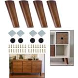 👉 Sofa 1/4 Pack Solid Wood Furniture Legs Walnut Color With Metal Footings Replacement For Cabinet Couch Table