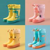 👉 Shoe rubber kinderen jongens meisjes Unicorn Kids Rain Boots Boy Girl Waterproof Shoes New Cartoon Printed Fashion Children With Calf Cover