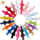 Ornament nylon baby's meisjes Newborn Baby Soft Bow-kont Headband Elastic Solid Color Webbing Colorful Hairbands for Girls Infant Hair Toddlers