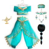 👉 Dress meisjes Princess up of Aladdin and the Magic Lamp Girls Birthday Party Jasmine Cosplay Costume Top+Pants+Headband 2 4 6 8 10 12Yrs