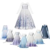 Dress wit meisjes kinderen Autumn Winter Elsa Girl Princess Cosplay Snow Queen 2 White Long Sleeve Mesh Prom Gown Carnival Party Costumes for Kids