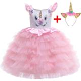 👉 Dress meisjes kinderen 2020 Unicorn Headband Party For Girls Cosplay Cake Short Costume Children Kids Clothes Princess Evening