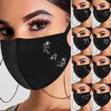 👉 Vrouwen Headband masques 1PC Breathable Face Mask Women's Fashionable Hot Diamond Printing Dust-proof Mouth Cover бандана#