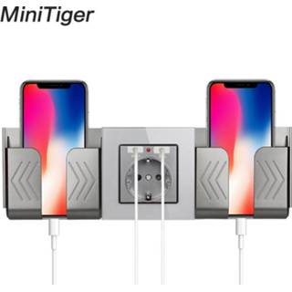 Smartphone grijs Minitiger Grey Wall Socket Phone Holder Accessories Stand Support For Mobile One / Two