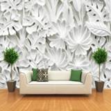 👉 Sofa wit 3D Stereo Relief White Leaves Gypsum Photo Wallpaper Living Room TV Study Background Wall Cloth Modern Creative Art Murals