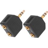 Audio adapter goud 2pcs Gold Plated 3.5mm Male to Dual Female Y Splitter