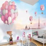 Poster roze meisjes Custom Wall Cloth 3D Photo Wallpaper Cartoon Pink Hot Balloon Children Room Girls Bedroom Backdrop Decoration Mural