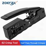 👉 F-connector ZoeRax [Cat5 Cat6 Cat7 Pass Through Crimper] for RJ45 RJ12 RJ11 Network Connectors Modular Plugs Ethernet Cables EZ Crimp Tool