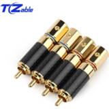 👉 Jack connector carbon fiber 4PCS RCA Audio Audiophile Eutectic Pure Copper Speaker Plug DIY Solder Wire Splice Adapter