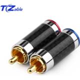 👉 F-connector carbon fiber goud 2pcs Plug RCA Connector Audio Jack Gold Plated Copper Splice Adapter Solder Wire Connectors HiFi Speaker Male