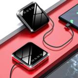 👉 Powerbank 10000mah 20000mAh Power Bank With Cable Fast Charging Digital Display Mini Mirror 3 In 1 External Battery Poverbank