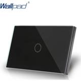 👉 Lichtschakelaar zwart 1 Gang 2 Way US/AU standard Wallpad Touch Screen On/ Off Electric Light Switch Black Crystal Glass Panel Places Control