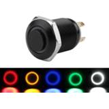 Switch zwart 12mm Black Push Button Waterproof Illuminated Metal High Head Momentary Switches with Power Mark 3V 6V 12V 24V 110V 220V