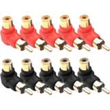 👉 Audio adapter zwart rood 10PCS 90 Black Red Degree RCA Right Angle Male To Female Plug Adapters Connector