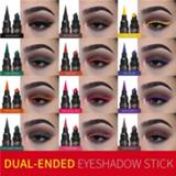 Oogpotlood zwart 12 Colors Double-Headed Seal Black Eyeliner Triangle 2 in 1 Waterproof Eyes Makeup Eye Pencil Stamp