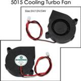 👉 Blower zwart plastic 5015 5/12/24V Cooling Turbo Fan Brushless 3D Printer Parts 2Pin For Extruder DC Cooler 50x50x15mm Part Black Fans