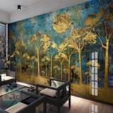 👉 Sofa Custom Any Size Mural Wallpaper Abstract Mood Golden Forest Bird Wall Cloth Living Room TV Home Decoration Paper Roll