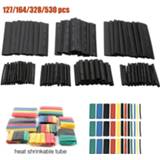 👉 F-connector zwart 127/530 Pcs Black Heat Shrink Sleeving Tubing Tube connectors Assortment Kit Wrap Cable Electrical Connection Wire
