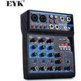 👉 Audiomixer EYK ECR4 Audio Mixer with Sound card 4 Channel Stereo Mixing Console Bluetooth USB for PC Computer Record Playback Webcast Party