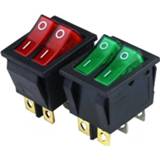 👉 Switch donkergroen rood KCD2 Double Boat Rocker 6 Pin On-Off With Green Red Light 20A 125VAC