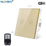 👉 Switch goud NOVSKI RF Touch Switch, 433Mhz Remote Control, Gold Crystal Glass Panel, 1/2/3 Gang Capacitive Touching, Portable Key