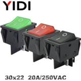 👉 Switch donkergroen blauw rood KCD4-201 30x22 30A 250VAC Heavy Duty KCD4 Rocker 20A DPST ON OFF latching 12V 220V Red Green Blue LED Illuminated