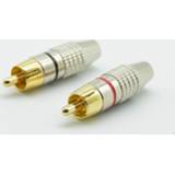 Video adapter rood goud 4pcs/1pc Balck + Red Gold RCA Male Plug Non Solder Audio Connector to Convertor for Coaxial Cable