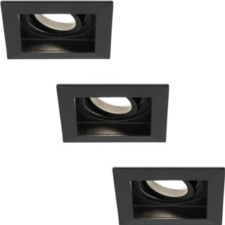 👉 Inbouwspot zwart aluminium Set van 3 stuks dimbare LED Durham 5 Watt 4000K kantelbaar IP20 8720365431036