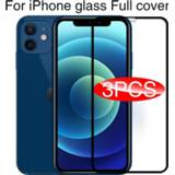 👉 Screenprotector XS 7 8 6 3PCS Full Cover Protective Glass On For iPhone 12 11 Pro Max X XR 6s Plus 5S SE 2020 Screen Protector Film Curved Edge
