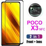 Screenprotector 2 in 1 Tempered Glass For Xiaomi Poco X3 NFC Screen Protector & Camera Lens Cover Explosion proof Protectors
