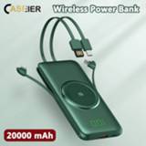 👉 Power bank CASEIER 20000mAh Wireless Powerbank 10000mAh Powered LED Display Portable Charger External Battery With Four Cable