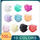👉 Mondmasker In Stock! 100 Pcs Disposable Face Mouth Colored Masks Mask Non-woven Melt Blown 3-layer Mascarilla mascarilas