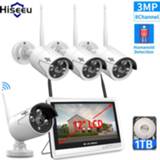 👉 CCTV camera Hiseeu 3MP 8CH Wireless NVR Kits 12' LCD display 1536P HD outdoor security IP video surveillance wifi system