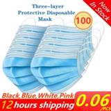 👉 Mondkapje 100pcs Face Mask Disposable Mascarillas 3 Ply Melt-blown Nonwoven Fabric Mouth Masks Breathable Protective Mondkapjes Fast Ship