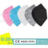 👉 Gezichtsmasker 50-200 Pieces Reusable Kn95 Face Mask 5 Layers Respirator FFP2 FFP3 Dust Protection FaceMask Protective Mascarilla