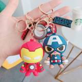 👉 Keychain silicone epoxy mannen Hot Hero Iron Man Creative Three-dimensional Cute Cartoon Doll Key Ring Chain Bag Pendant Accessories