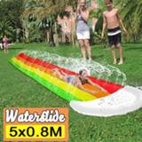 👉 Sprinkler kinderen Single Surf Water Slide Children Summer Lawn Slides Outdoor Garden Backyard Fun Games Spray Toy For Kids