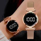 👉 Armband rose goud vrouwen Luxury LED Women Magnetic Bracelet Watches Gold Digital Dress Watch Quartz Wristwatch Ladies Clock relogio feminino