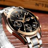 👉 Watch steel goud Relogio Masculino LIGE Men Top Luxury Brand Military Sport Men's Quartz Clock Male Full Casual Business gold