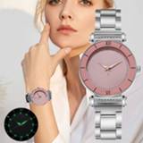 👉 Watch zilver steel vrouwen Fashion Silver Stainless For Woman Luminous Dial Women Quartz Luxury Wristwatch Ladies relogio feminino