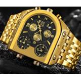 👉 Watch steel TEMEITE Quartz Mens Watches Top Brand Luxury Golden Clock 3 Time Zone Date Stainless Strap Military Oversize Wristwatch